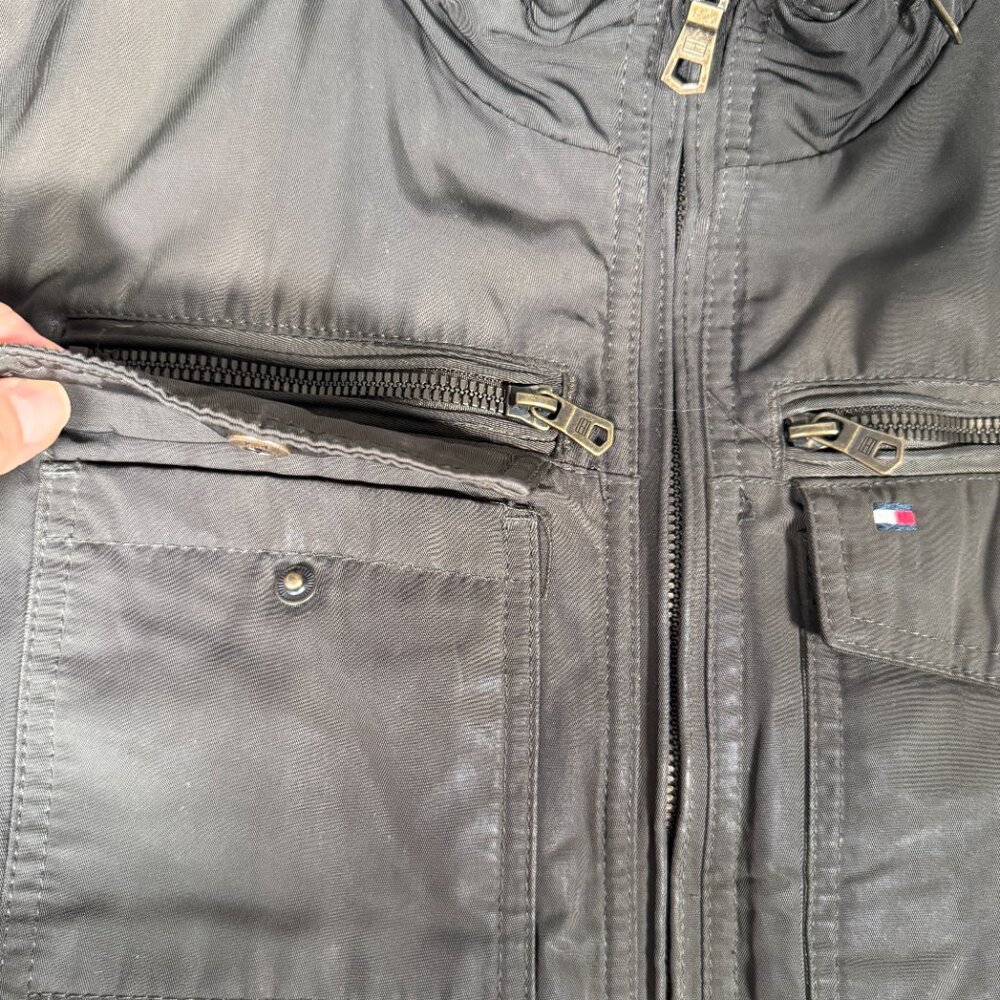 Tommy Hilfiger Bomber Jacket Men Size S Brown Pockets Full Zip Performance Coat - Picture 4 of 13